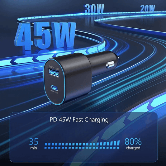 Super Fast Dual Car Charger USB (45W+15W) Two Ports